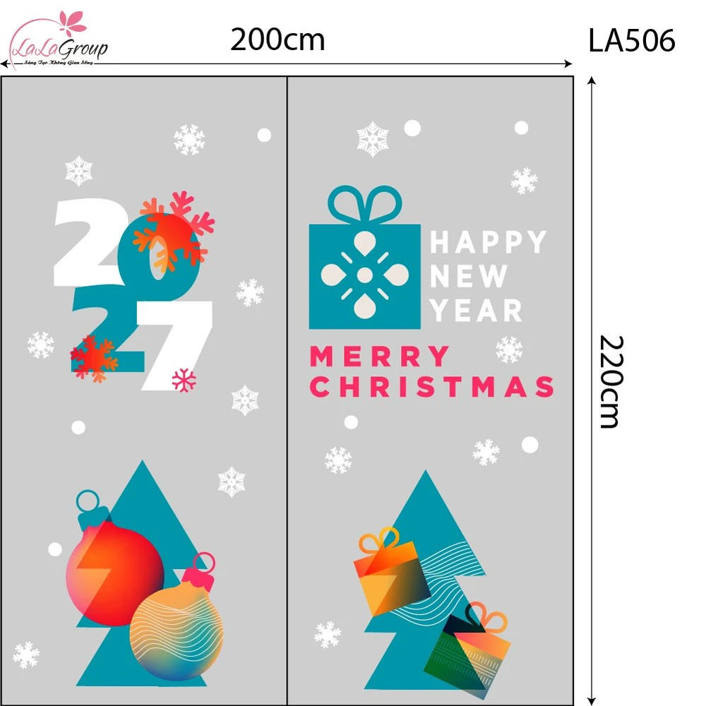 Combo Decal Trang Trí Noel Những Cây Thông Và Những Quả Châu Sắc Màu