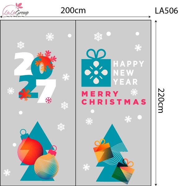 Combo Decal Trang Trí Noel Những Cây Thông Và Những Quả Châu Sắc Màu
