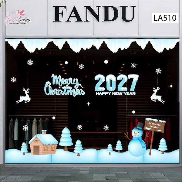Combo Decal Trang Trí Noel Người Tuyết Và Những Ngôi Nhà Ấm Áp Chào Đón Giáng Sinh