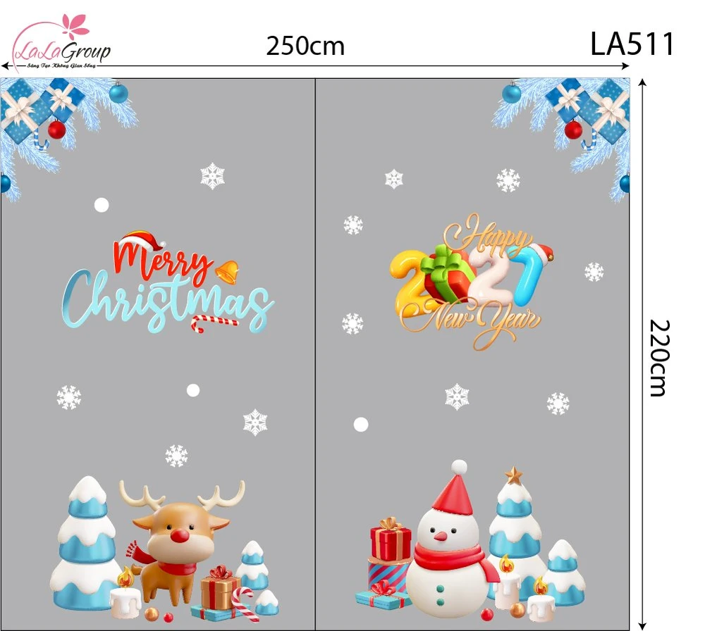 Combo Decal Trang Trí Noel Người Tuyết Và Tuần Lộc Cùng Những Phần Quà Xinh Xắn