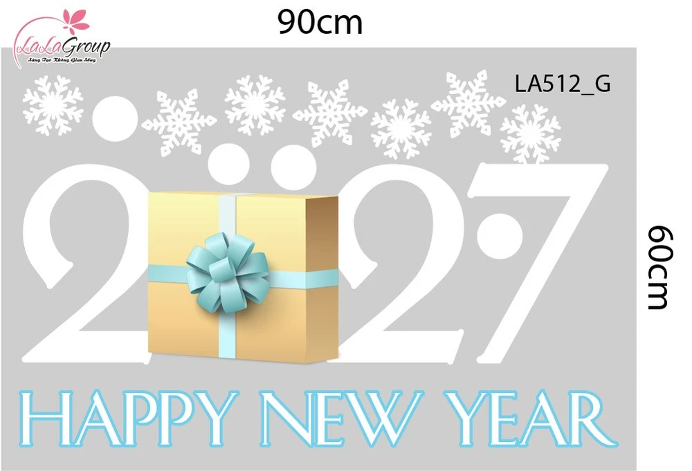 Combo Decal Trang Trí Noel Cây Thông Xanh Và Những Bông Tuyết Trắng