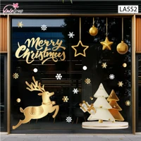 Combo Decal Trang Trí Noel Tuần Lộc Và Cây Thông Tone Vàng Gold Sang Trọng