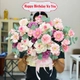 Giỏ Hoa Hồng Kem Rạng Rỡ Mix Hoa Cẩm Chướng Hồng Xinh Xắn