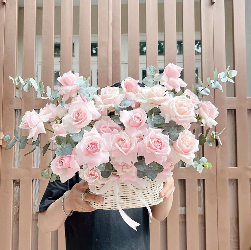 Giỏ Mây Đan Hoa Ohara Hồng Nhạt Tinh Tế Dịu Dàng