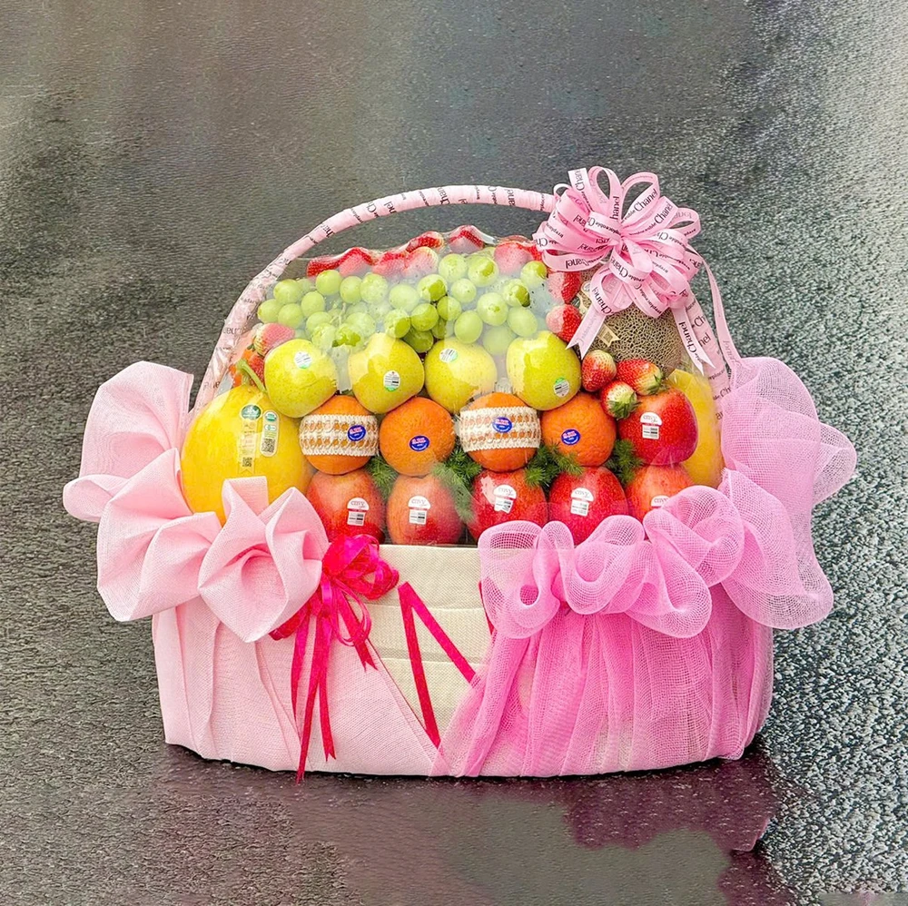 Giỏ Quà Tặng Trái Cây Nhập Khẩu Tone Hồng Quà Tặng Yêu Thương