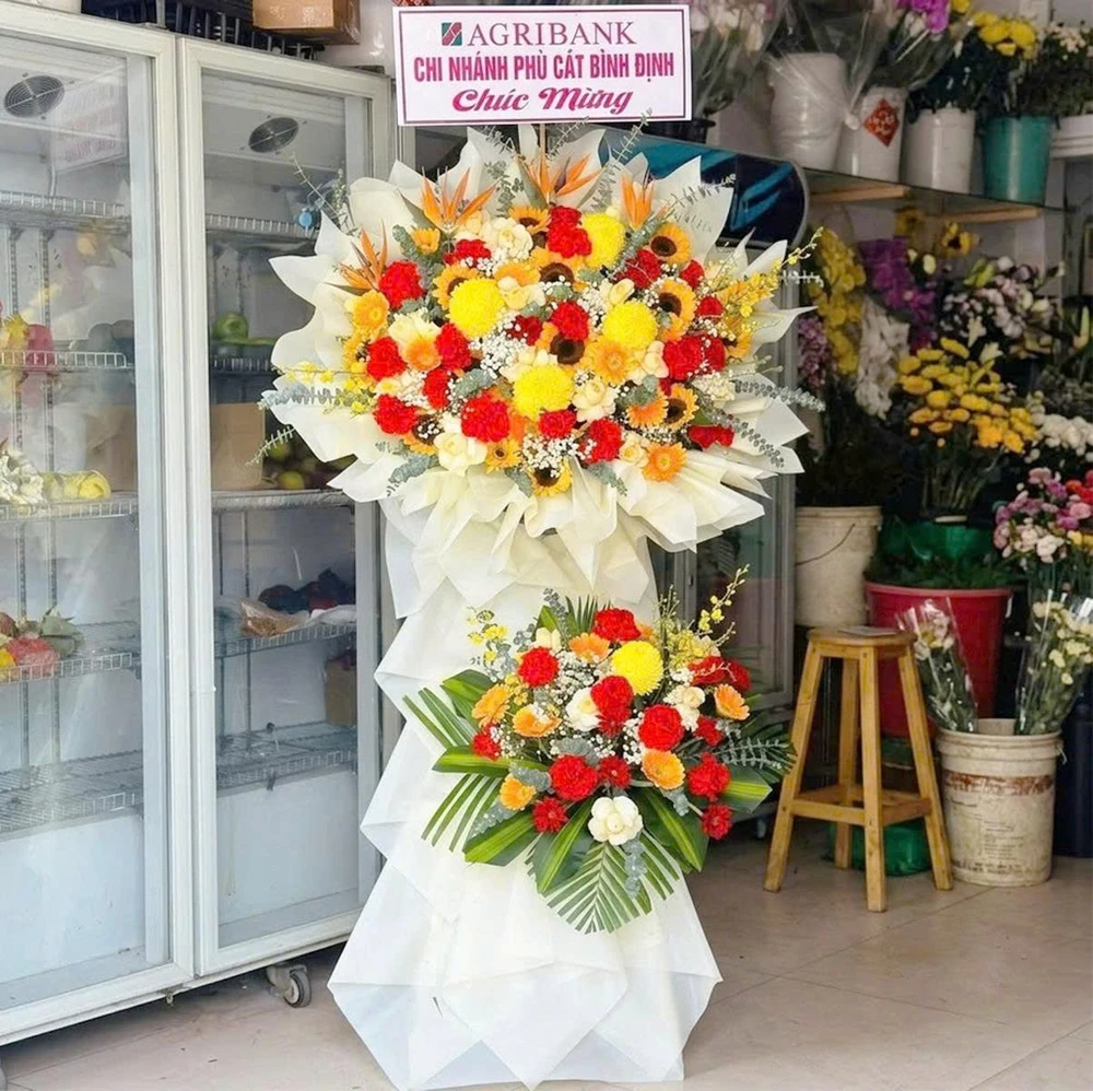 Kệ Hoa Mừng Khai Trương 2 Tầng Sắc Màu Thanh Lịch