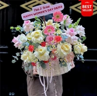 Giỏ Hoa Mây Hồng Ngọt Ngào Rực Rỡ Sắc Màu