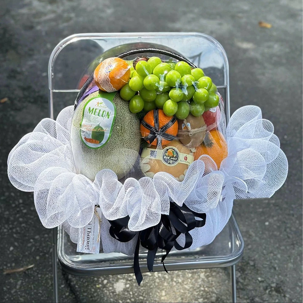 Giỏ Trái Cây Tươi Nhập Khẩu Lưới Trắng Tinh Tế