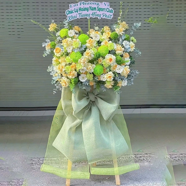 Kệ Hoa Khai Trương Xanh Lá Thanh Lịch