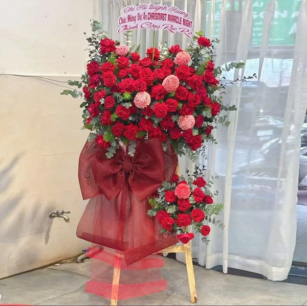 Kệ Hoa Khai Trương Nơ Lưới Đỏ Phát Tài Phát Lộc