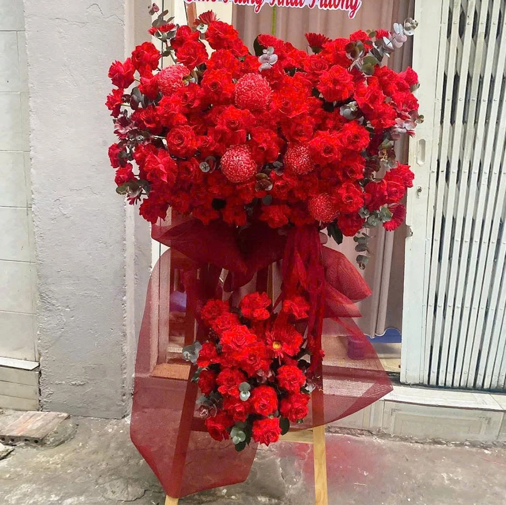 Kệ Hoa Mừng Khai Trương Phối Lưới Đỏ Đại Cát