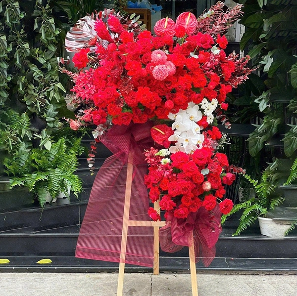 Kệ Hoa Mừng Khai Trương Tone Đỏ Hồng Phát