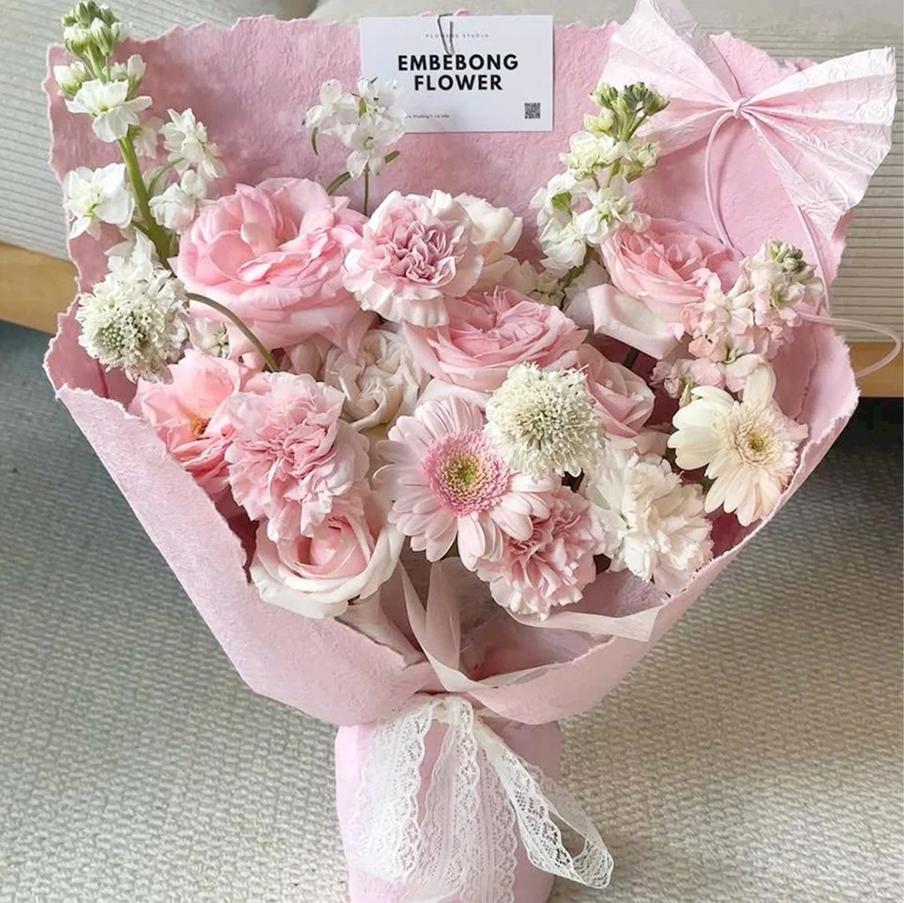 Bó Hoa Cẩm Chướng Mix Đồng Tiền Hồng Pastel Ngọt Ngào