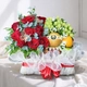 Giỏ Quà Tặng Trái Cây Mix Hoa Tươi Tone Trắng Đỏ May Mắn