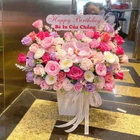 Lẵng hoa sáp để bàn sắc hồng nồng nàng yêu thương chan chứa mê say - Quà tặng ý nghĩa mẫu 833
