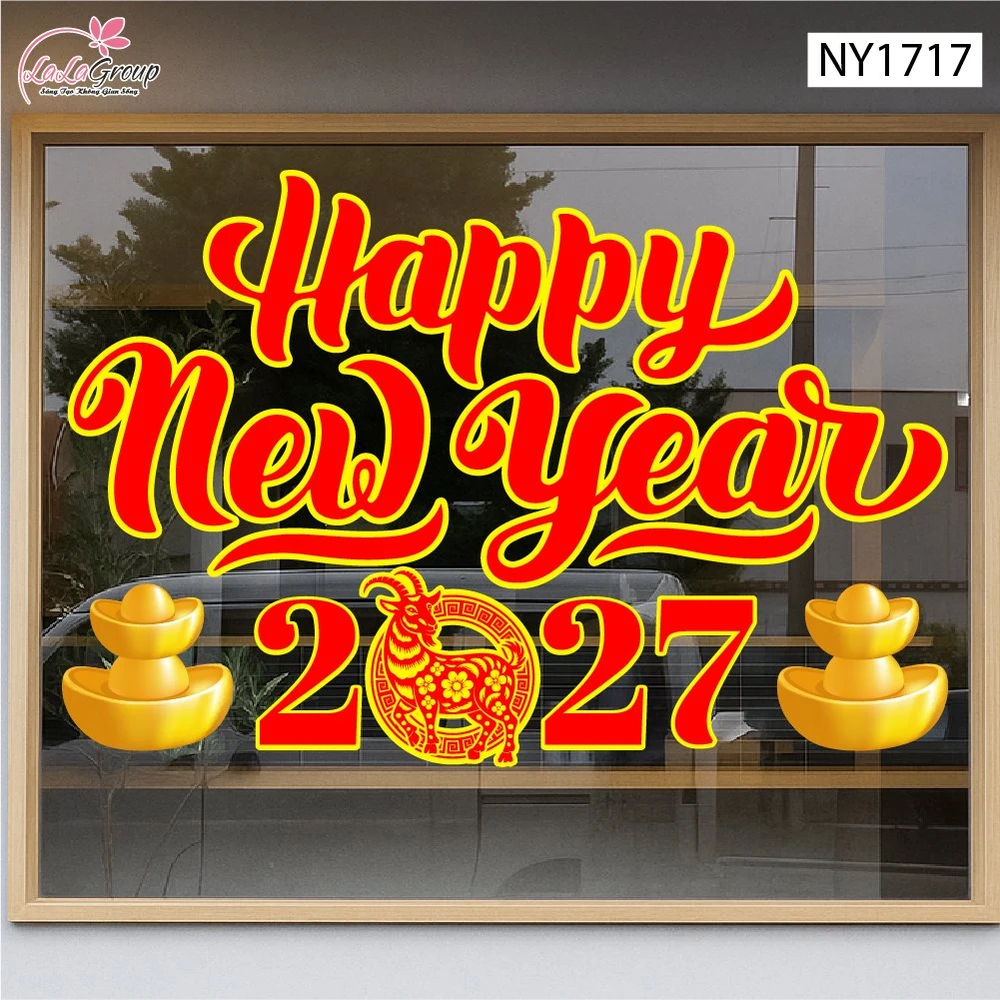 Decal Trang Trí Tết Happy New Year 2027 Tài Lộc