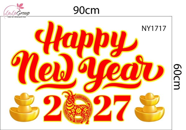 Decal Trang Trí Tết Happy New Year 2027 Tài Lộc