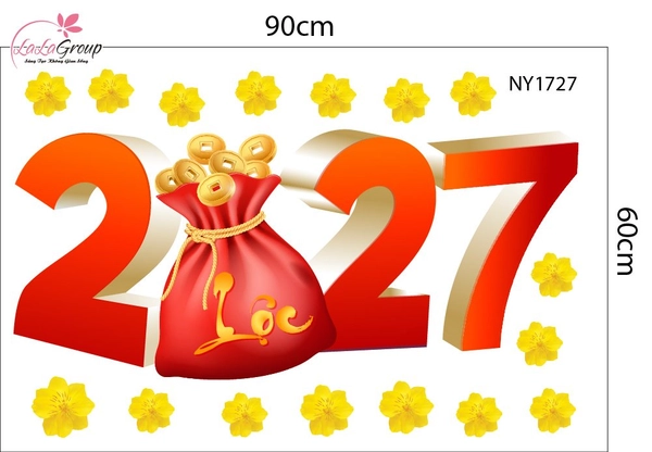 Decal Trang Trí Tết Đinh Mùi Tài Lộc 2027
