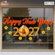 Decal Trang Trí Tết Happy New Year 2027 Và Hoa Mai Vàng