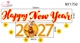 Decal Trang Trí Tết Happy New Year 2027 Và Hoa Mai Vàng