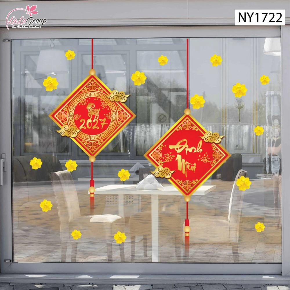 Decal Trang Trí Tết Lộc Treo May Mắn Và Hoa Mai Vàng 2027