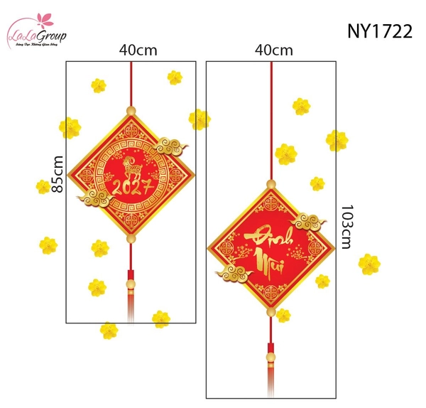 Decal Trang Trí Tết Lộc Treo May Mắn Và Hoa Mai Vàng 2027