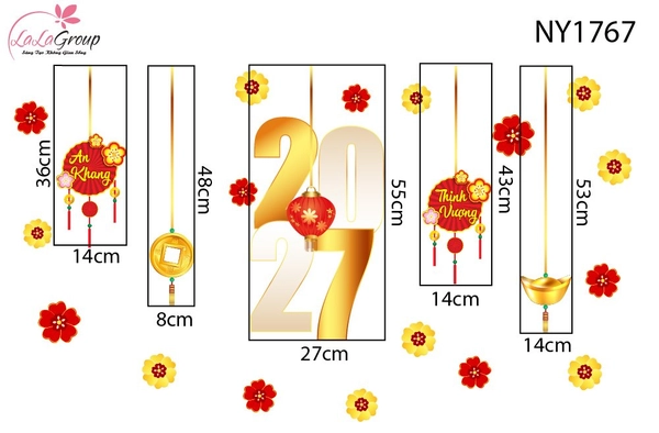 Decal Trang Trí Tết Dây Treo Tài Lộc Và Tiền Vàng May Mắn 2027