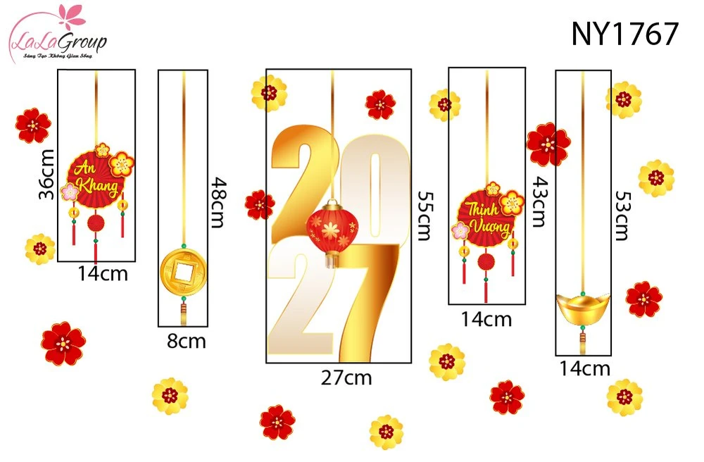 Decal Trang Trí Tết Dây Treo Tài Lộc Và Tiền Vàng May Mắn 2027