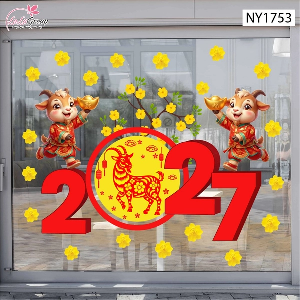 Decal Trang Trí Tết Mừng Xuân Đinh Mùi 2027 Vạn Sự Như Ý