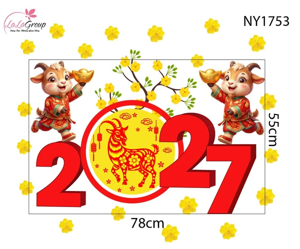 Decal Trang Trí Tết Mừng Xuân Đinh Mùi 2027 Vạn Sự Như Ý