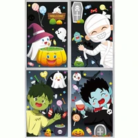 Combo 4 Tấm Decal 2 Mặt Trang Trí Halloween Thần Chết Đáng Yêu Vui Chơi Cùng Các Bạn