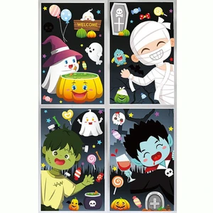 Combo 4 Tấm Decal 2 Mặt Trang Trí Halloween Thần Chết Đáng Yêu Vui Chơi Cùng Các Bạn
