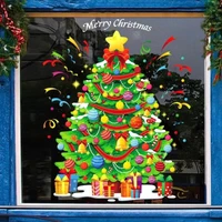 Decal tĩnh điện 2 mặt trang trí noel Cây thông giáng sinh nhiều phụ kiện và hoa tuyết rơi