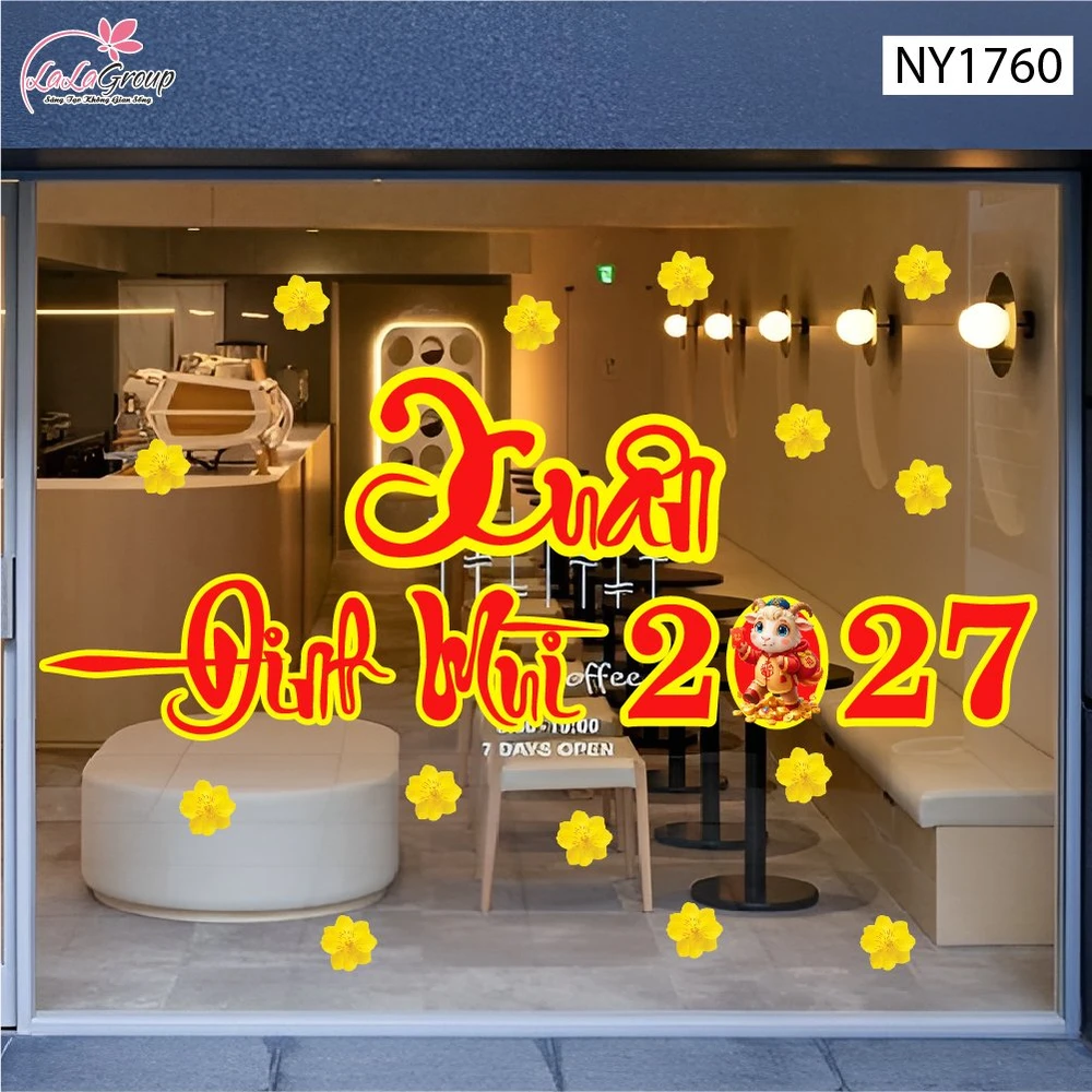 Decal Trang Trí Tết chào mừng xuân Đinh Mùi 2027