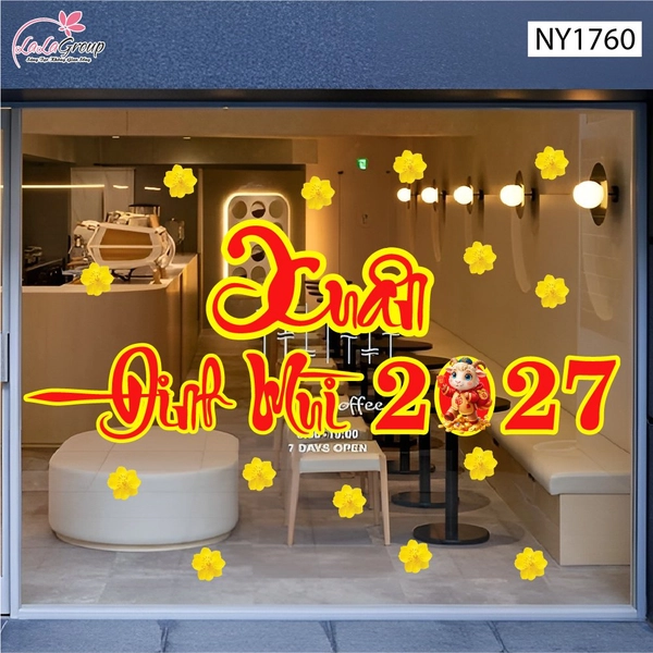 Decal Trang Trí Tết chào mừng xuân Đinh Mùi 2027