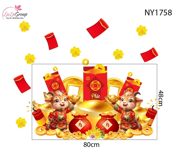Decal Trang Trí Tết Lì Xì Đỏ May Mắn 2027