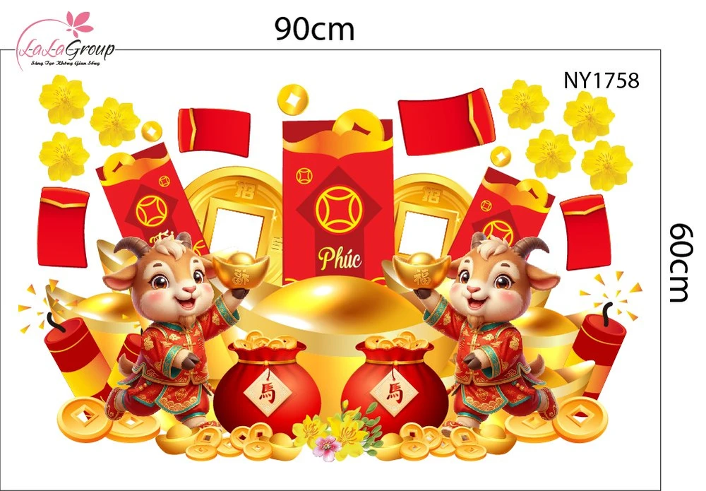 Decal Trang Trí Tết Lì Xì Đỏ May Mắn 2027