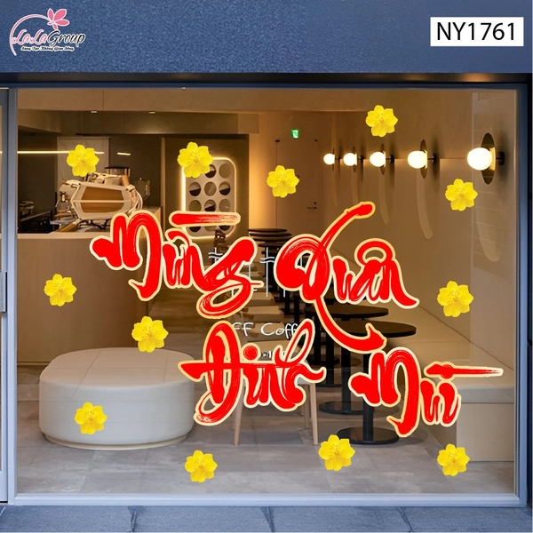 Decal Trang Trí Tết Mừng Xuân Đinh Mùi 2027 Sum Vầy Hạnh Phúc