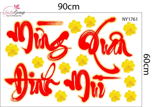 Decal Trang Trí Tết Mừng Xuân Đinh Mùi 2027 Sum Vầy Hạnh Phúc