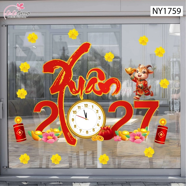 Decal Trang Trí Tết Thời Khắc Đón Giao Thừa Xuân 2027