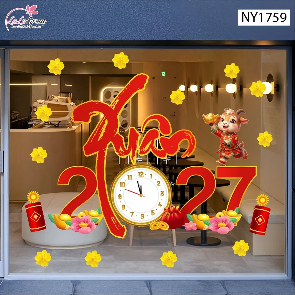 Decal Trang Trí Tết Thời Khắc Đón Giao Thừa Xuân 2027