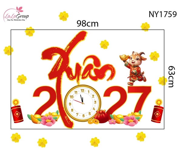 Decal Trang Trí Tết Thời Khắc Đón Giao Thừa Xuân 2027