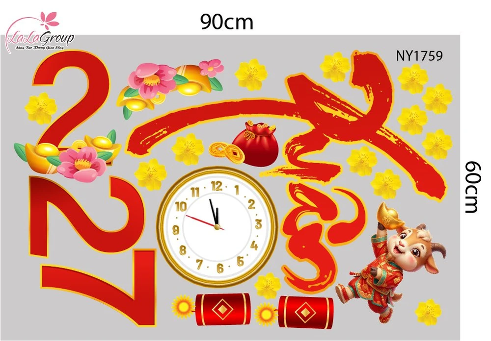 Decal Trang Trí Tết Thời Khắc Đón Giao Thừa Xuân 2027