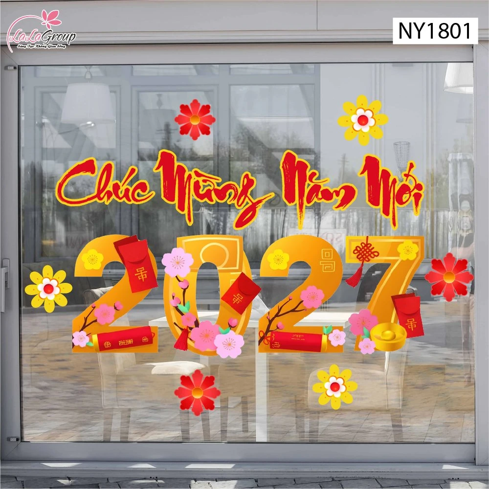 Decal Trang Trí Tết 2027 Đinh Mùi Lì Xì Đỏ Phúc Lộc An Khang