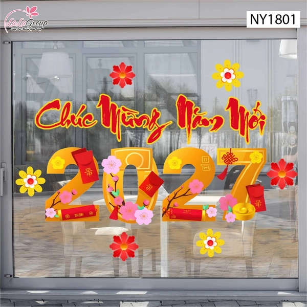 Decal Trang Trí Tết 2027 Đinh Mùi Lì Xì Đỏ Phúc Lộc An Khang