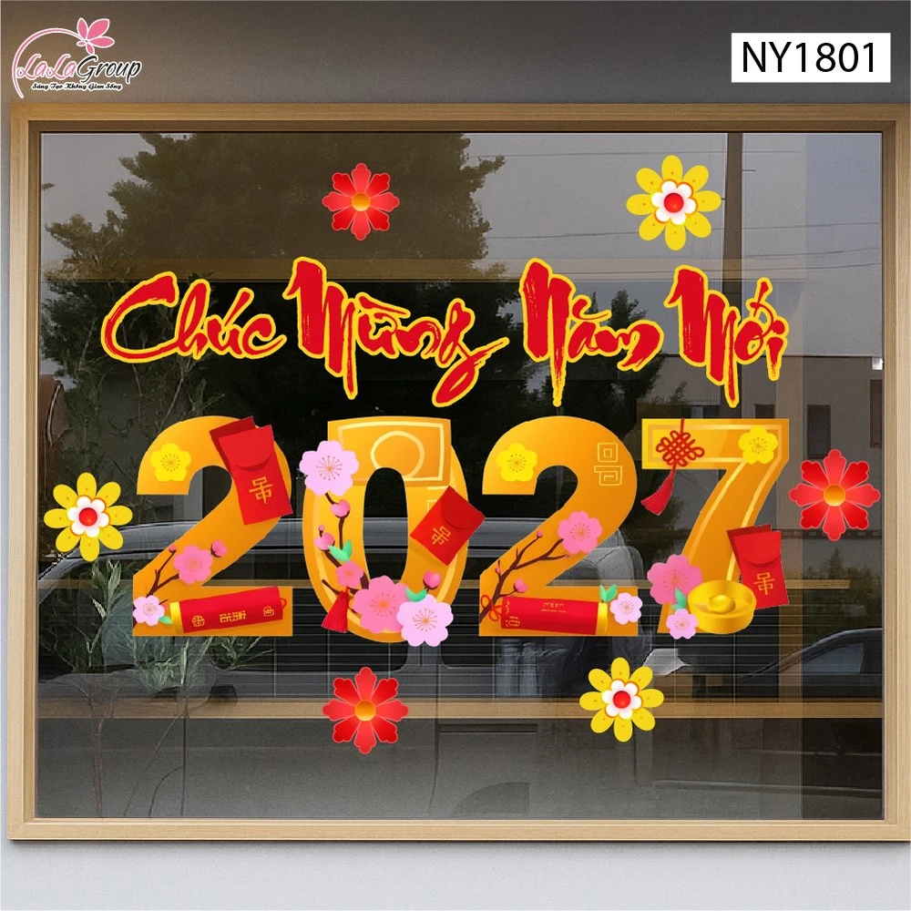 Decal Trang Trí Tết 2027 Đinh Mùi Lì Xì Đỏ Phúc Lộc An Khang