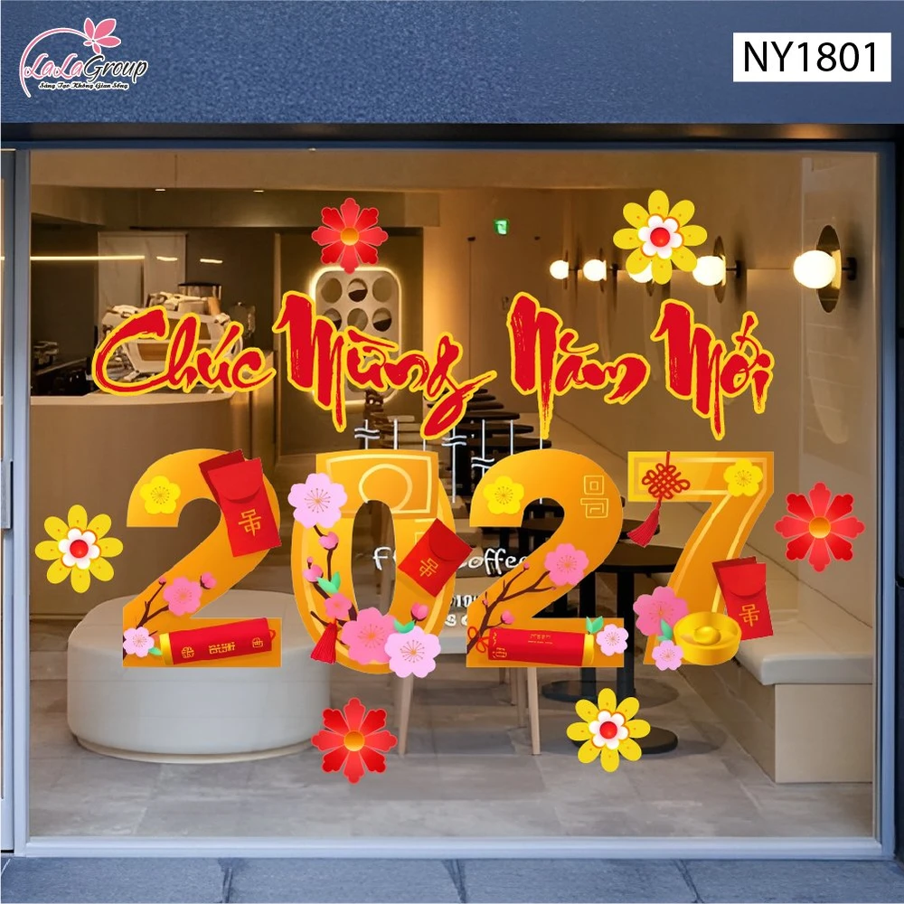 Decal Trang Trí Tết 2027 Đinh Mùi Lì Xì Đỏ Phúc Lộc An Khang