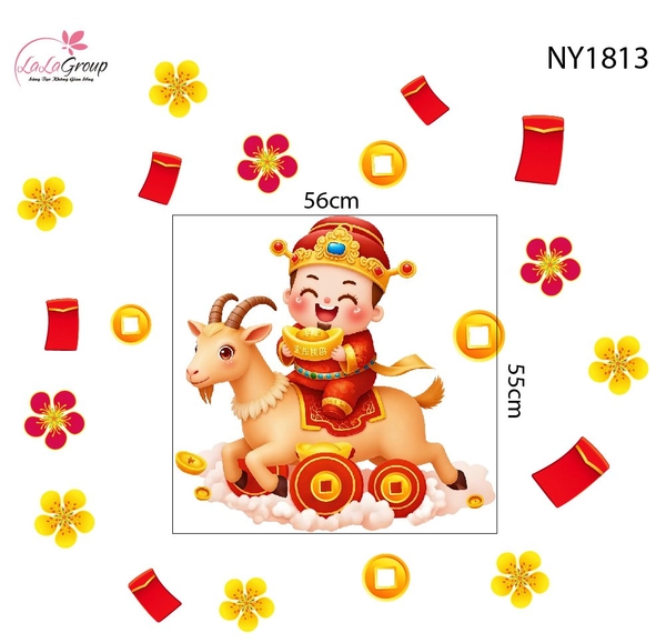 Decal Trang Trí Tết Thần Tài Chiêu Tài Đón Lộc