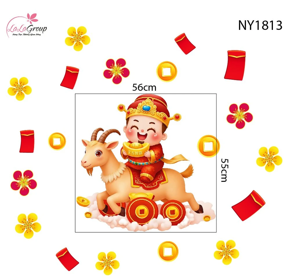 Decal Trang Trí Tết Thần Tài Chiêu Tài Đón Lộc