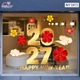 Decal Trang Trí Tết Happy New Year 2027 Và Mai Đào Đón Xuân